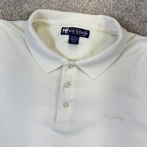 Big Dogs Polo Shirt Mens 2X Off White Textured Cotton Blend Short Sleeve Logo